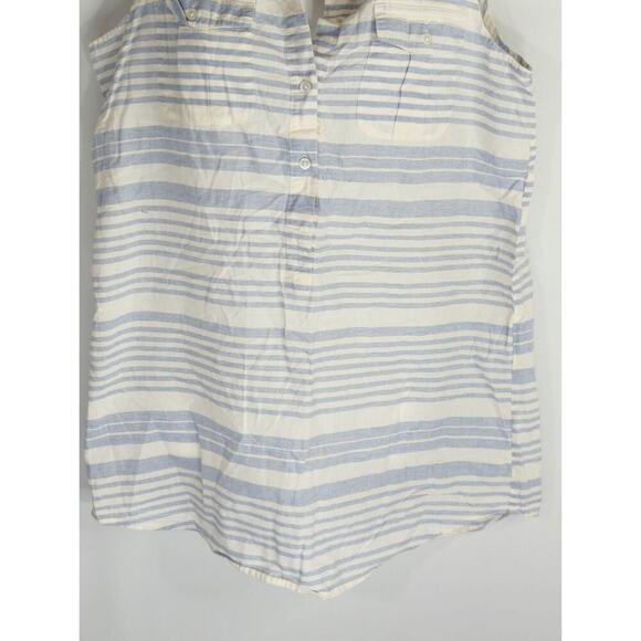 J.Crew Womens Blue & White Stripe Cotton Collared Sleeveless Top Estimated Small - Picture 4 of 9